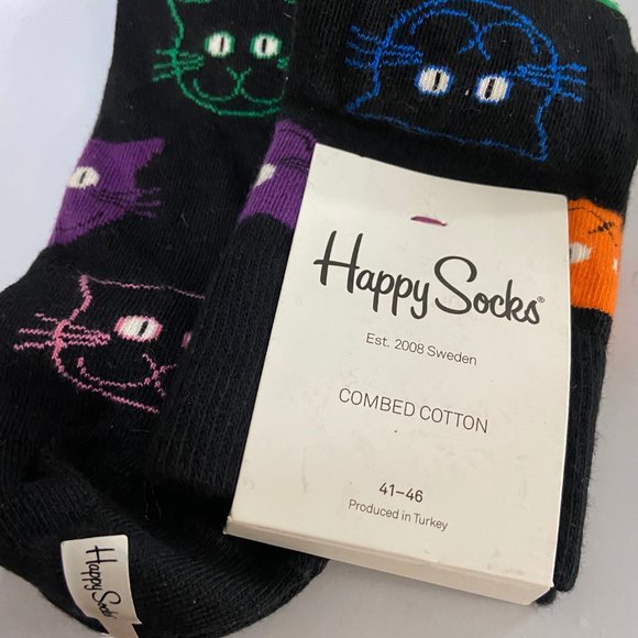 HAPPY SOCKS - Women's Cat Print Sock (One Pair) Brand New with Tag - Picture 2 of 3